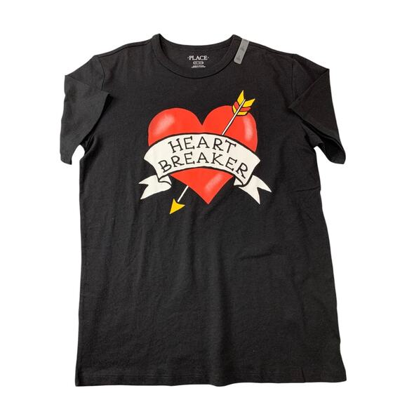 Place Other - Large Place Boys New Tshirt Black Heartbreaker Short Sleeve